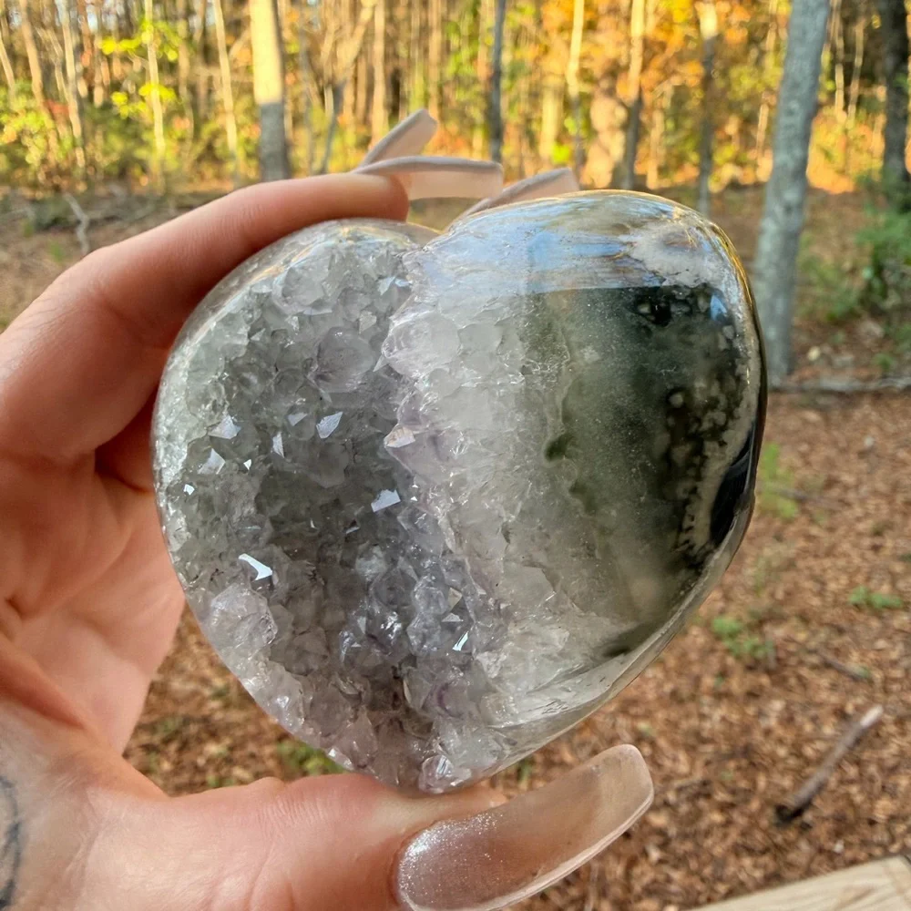 Green Agate Druzy Quartz Heart | Natural Crystal Druzy | Healing Crystal 0032 - Picture 3 of 10